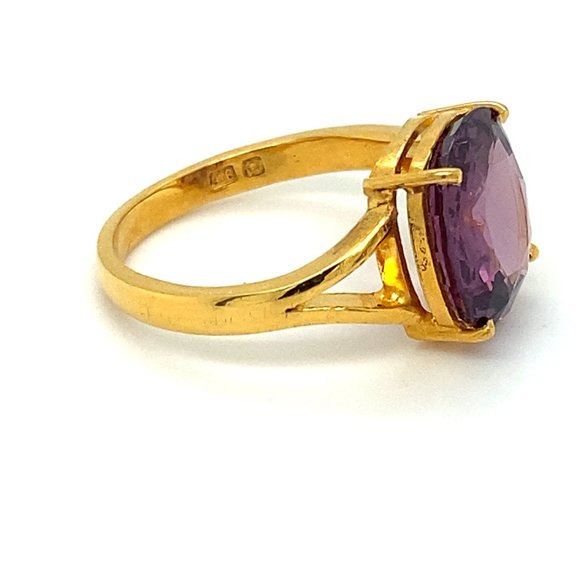 Certified Spinel 6.15ct Solid 22K Yellow Gold Ring - Picture 3 of 8
